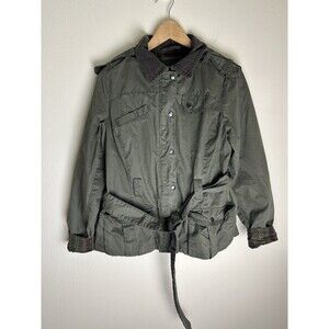 Vtg Eddie Bauer Flannel Chore Coat Women's L Large Green Work Barn Jacket Parka